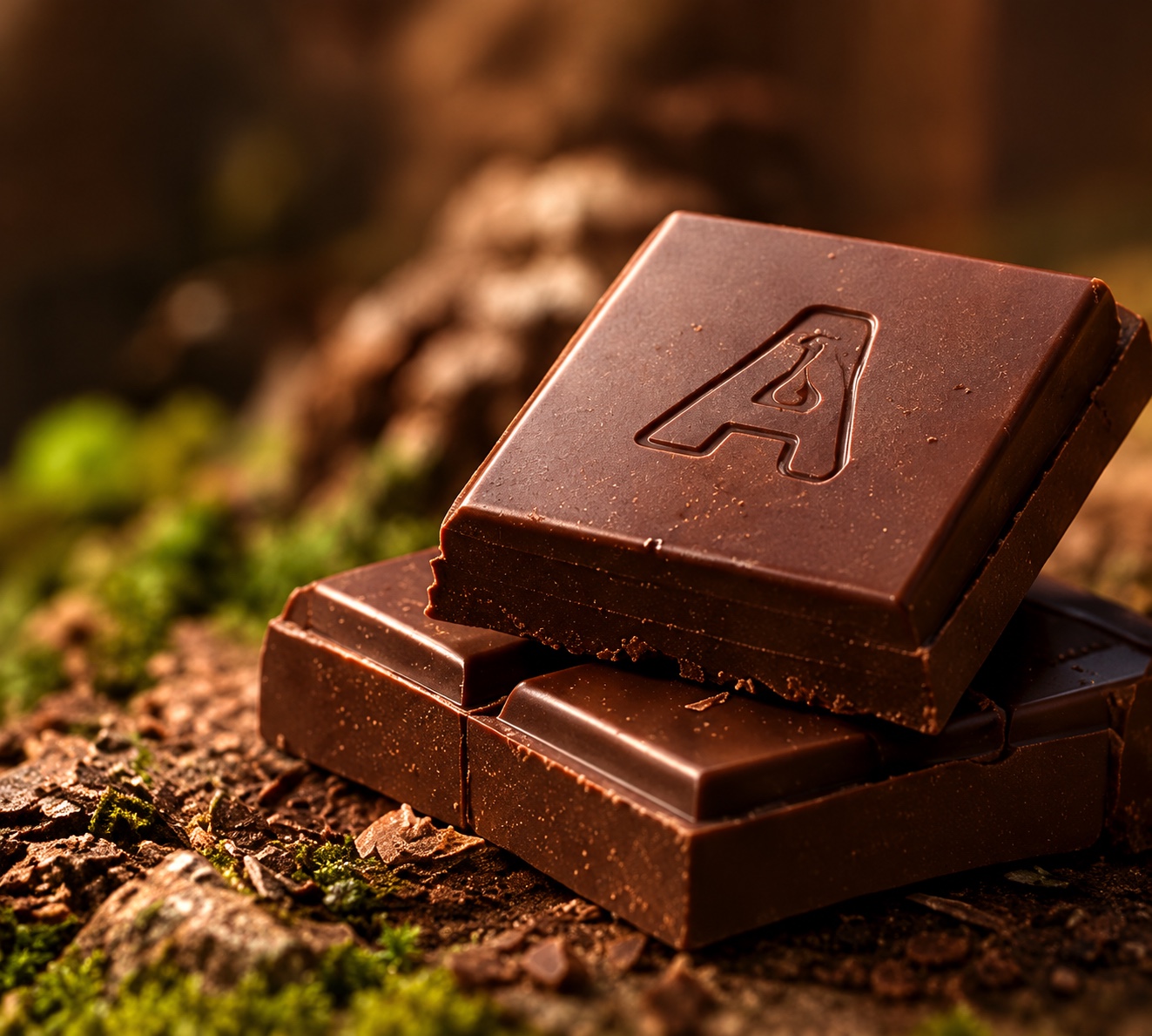 Chocolate squares close up